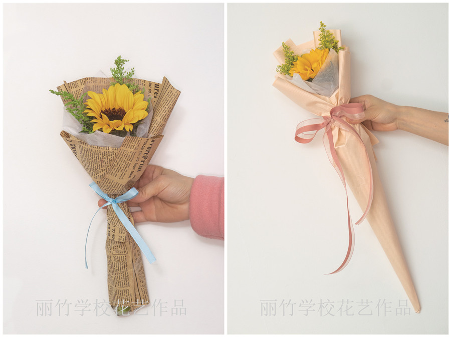 小花束的包扎教程，南寧花藝學(xué)校準(zhǔn)備好了