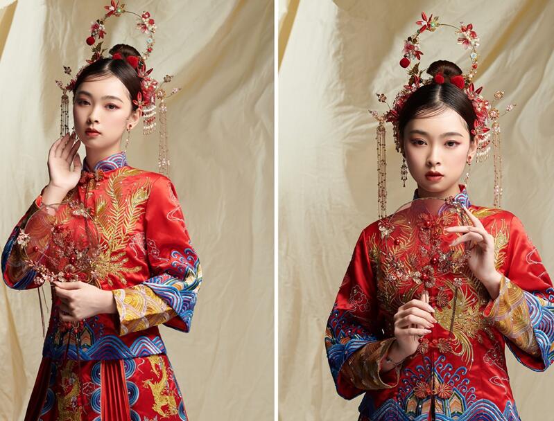 中式秀禾新娘，展示廣西彩妝培訓學校實力