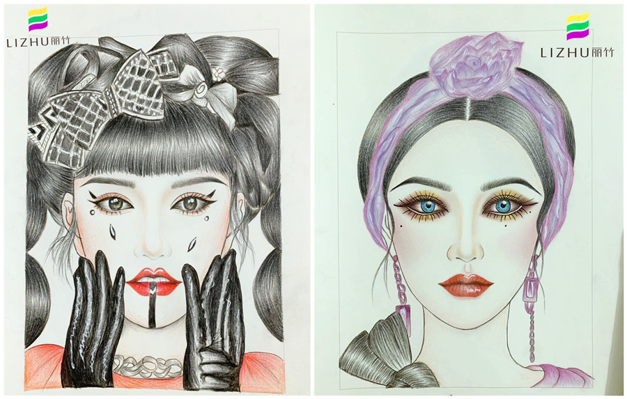 美人紙妝圖繪畫，南寧化妝學(xué)校排行前十作品