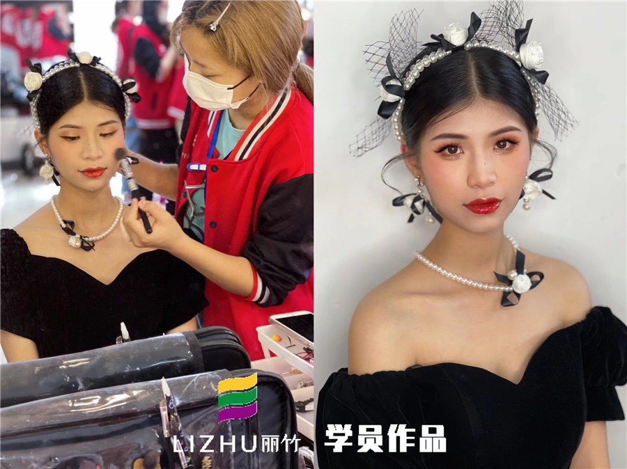 廣西美妝造型培訓(xùn)學(xué)校作品：輕復(fù)古造型、韓式披發(fā)新娘造型