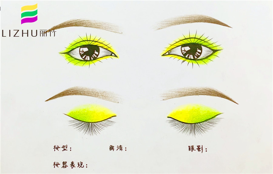 紙上畫(huà)眼影，南寧化妝學(xué)校基礎(chǔ)課程