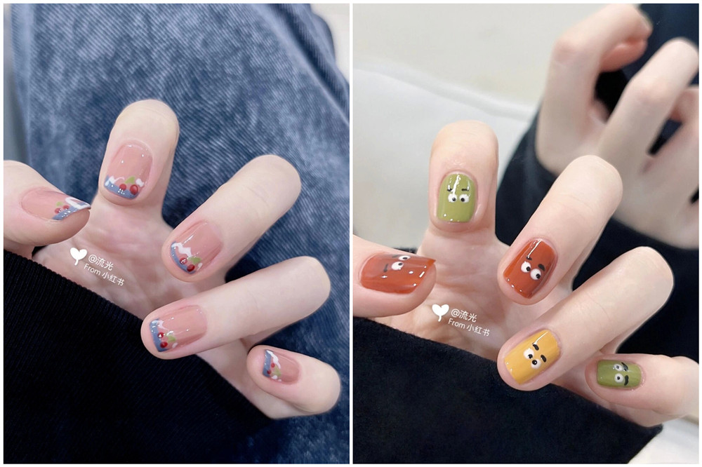 夏日涂鴉風(fēng)美甲分享，廣西網(wǎng)紅美甲培訓(xùn)推薦