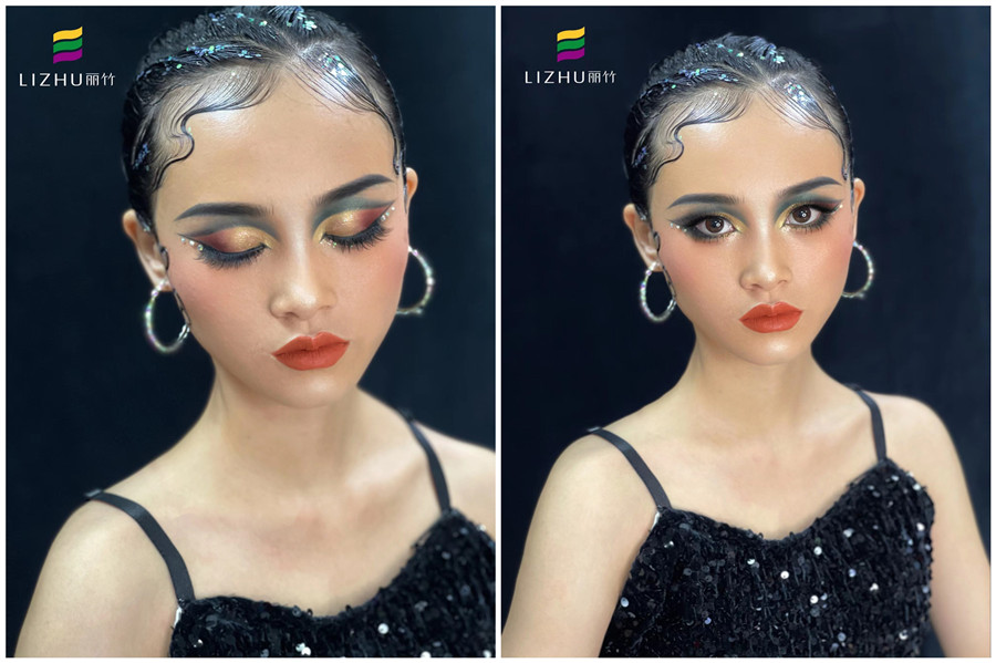 拉丁舞妝容技巧，廣西造型彩妝學(xué)校真人操作