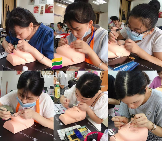 廣西美甲美睫學(xué)校學(xué)員課堂練習(xí)實況