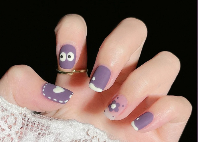 紫色美甲款式合集，?學美甲在麗竹分享