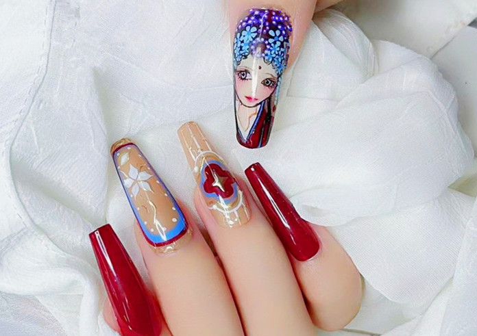 國風(fēng)美甲，南寧美甲造型培訓(xùn)班學(xué)員作品