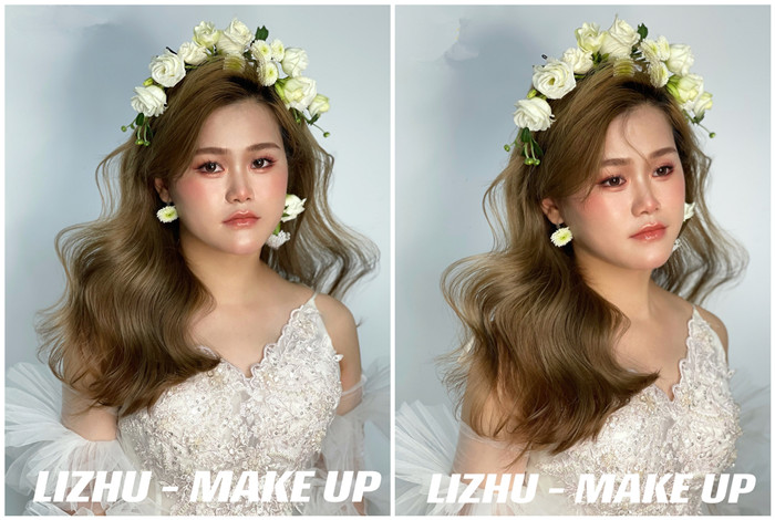 鮮花披發(fā)新娘造型，南寧新娘化妝進(jìn)修作品