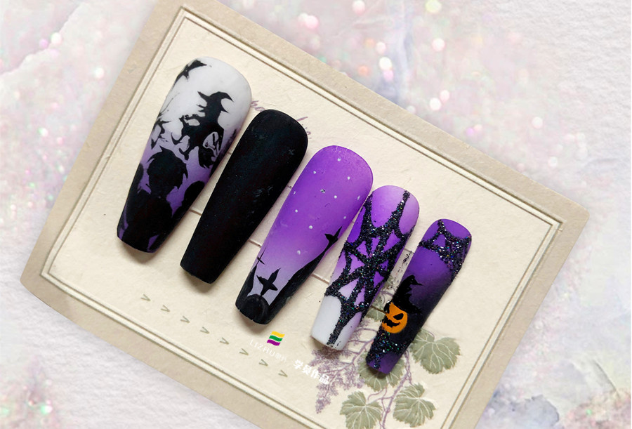 彩繪磨砂美甲&雛菊磨砂美甲，廣西學美甲款式