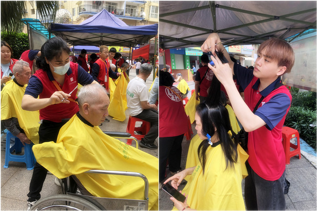 廣西理發(fā)師職業(yè)學(xué)校來(lái)到澳華小區(qū)免費(fèi)理發(fā)