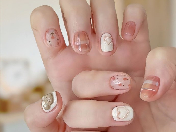 清新短甲圖片，廣西美甲店學徒推薦款