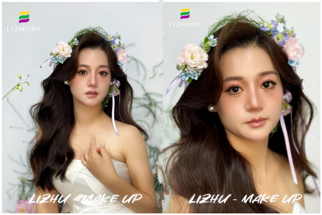 韓系鮮花新娘，廣西新娘化妝學(xué)校課堂作品