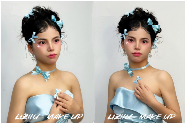 公主蝴蝶結(jié)造型，南寧化妝學(xué)校品課堂作品