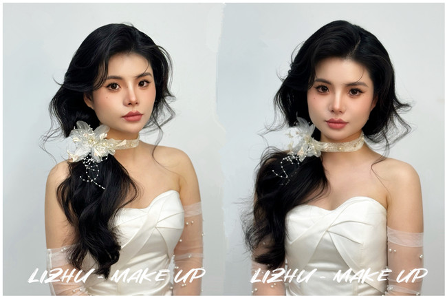 韓式側(cè)扎紋理新娘，廣西學(xué)化妝影樓