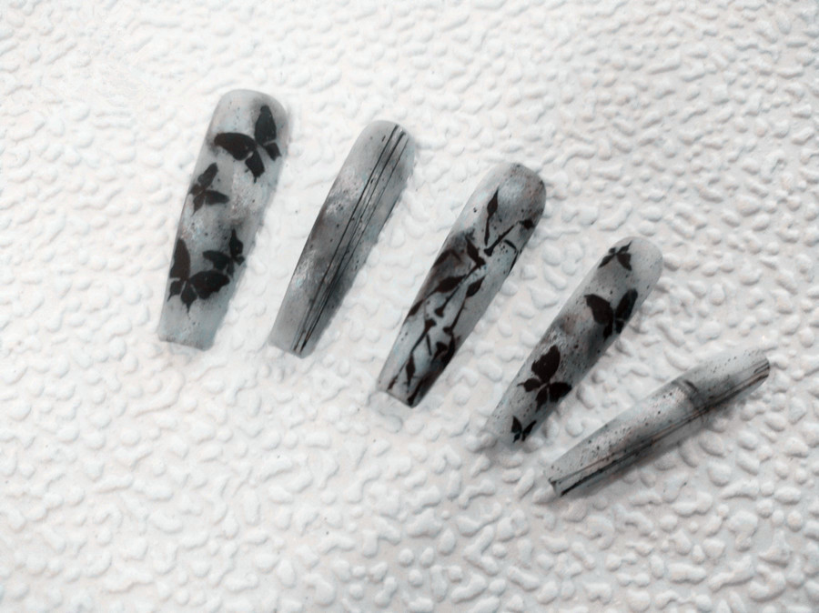 水墨彩繪美甲，南寧美甲進修提升作品手法演示