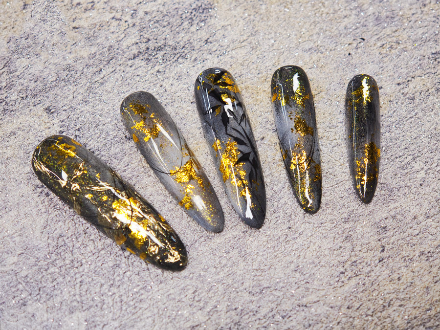 新中式竹林美甲，廣西美甲學(xué)校排名前十作品