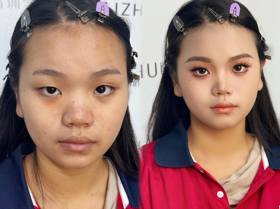 眼皮微調(diào)法的操作步驟，南寧化妝培訓(xùn)真人實操