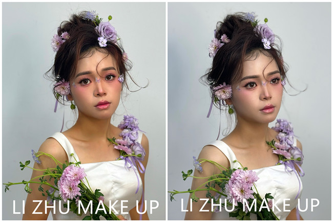 鮮花抽絲造型，南寧化妝高彩造型學(xué)校作品欣賞