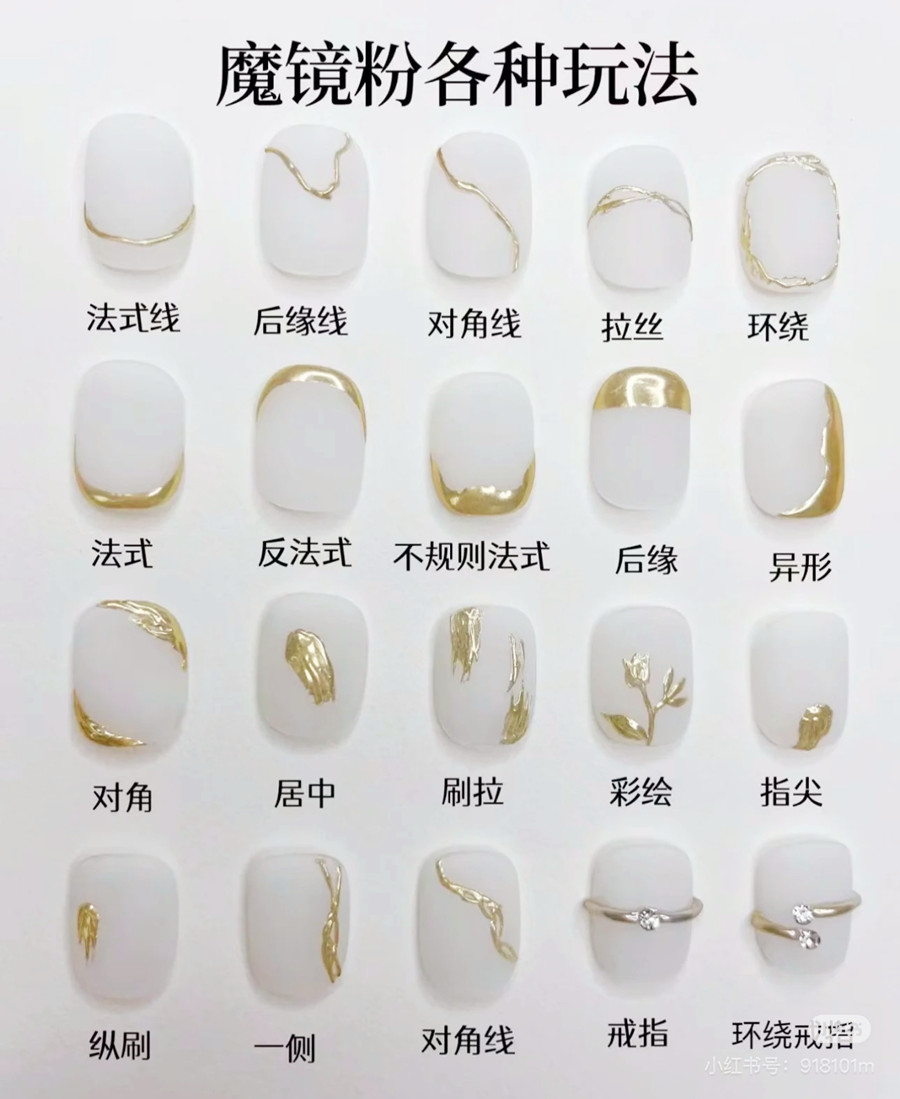 繪制不同魔鏡粉美甲的教程，廣西美甲師教學(xué)