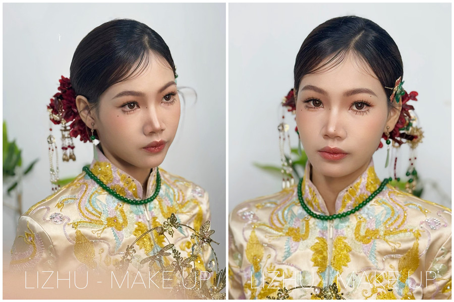 龍鳳褂新娘造型解析，廣西新娘化妝跟妝