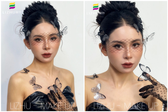 黑色蝴蝶面紗造型，廣西化妝專業(yè)課堂作品