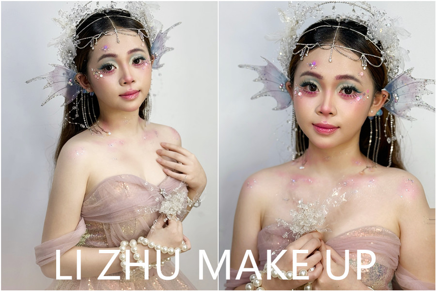 人魚妝造手法示范，南寧美妝專業(yè)學(xué)校課堂