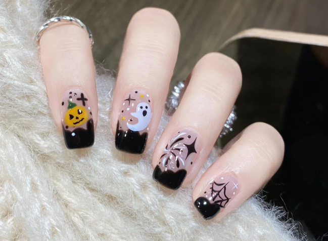 萬圣節(jié)煙花美甲，南寧美甲進(jìn)修分享教程