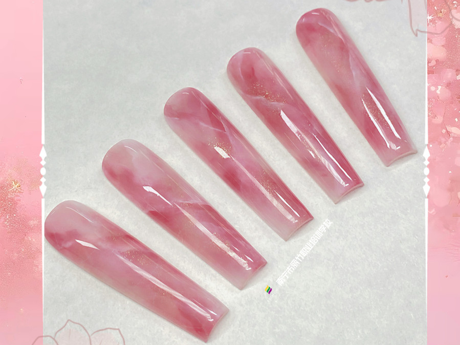 大理石暈染美甲，南寧教美甲